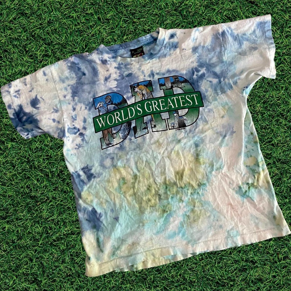 VTG 90s World's Greatest Dad Rework/Upcycled Tie-Dye Cotton Tee XL